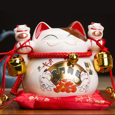 日本招财猫陶瓷储钱罐